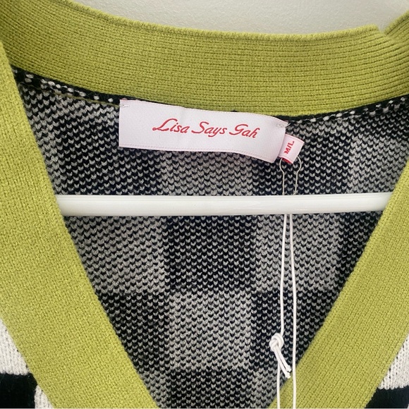 NWOT Lisa Says Gah Checkered Cardigan Sweater - Picture 4 of 7